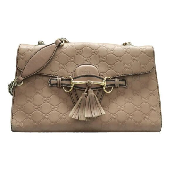 GUCCI Emily Beige Leather Shoulder Bag 552-061825 - Picture 1 of 12